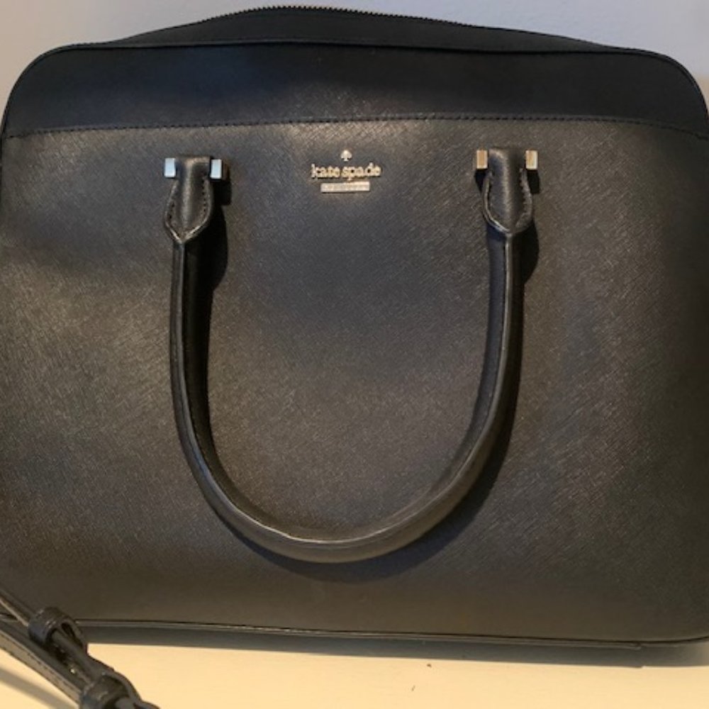 Kate Spade Commuter Black Leather Laptop Bag - Picture 1 of 6
